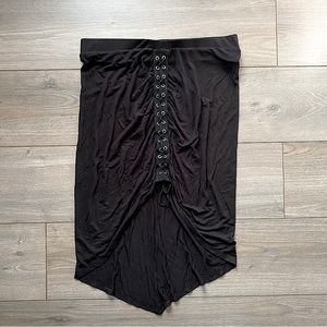 Lilian: High Low Black Laced Up Skirt